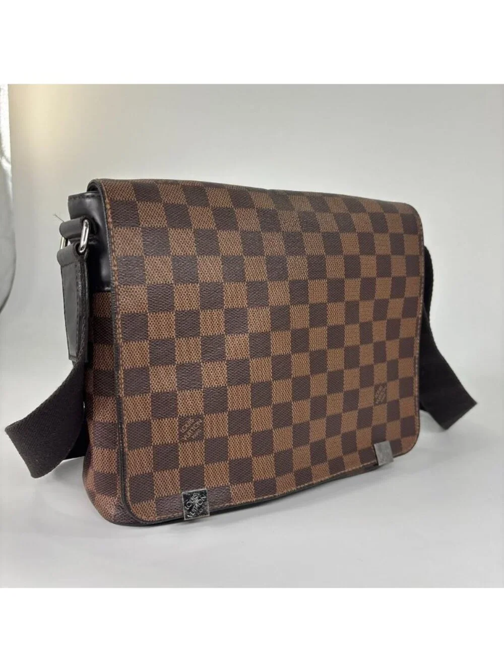 Louis Vuitton Super Damier District PM Shoulder Bag Brown